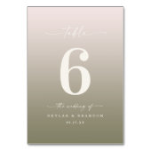 Numéro De Table Poudre rose & Lily vert Ombre Mariage monogramme (Par défaut)