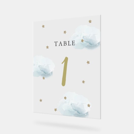 Numéro de table pour Baby Shower étoile dorée et n (Angle)