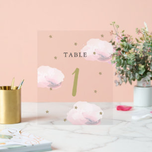 Numéro de table pour Baby Shower Gold Star & Pink