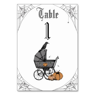 Numéro de table pour Baby Shower gothique noir et