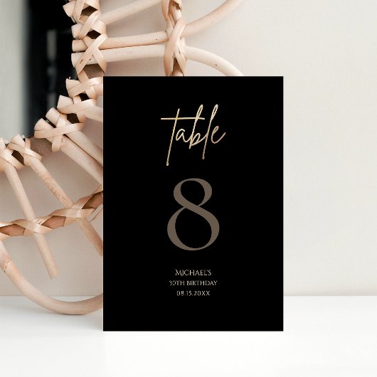 Numéro de table pour fête d'anniversaire en or noi