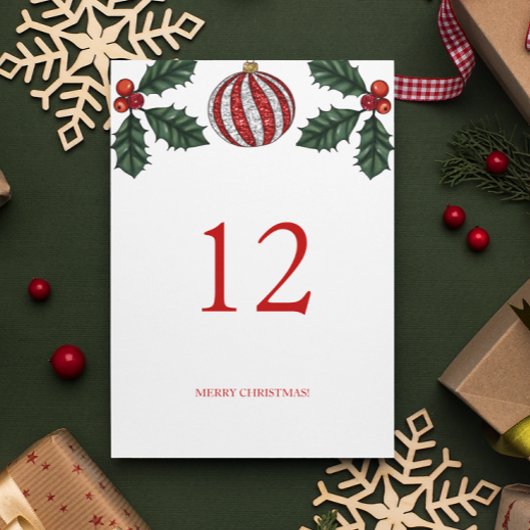 Numéro de table pour la fête de Noël