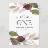 Numéro de table pour mariage d'automne avec feuill (Dos)