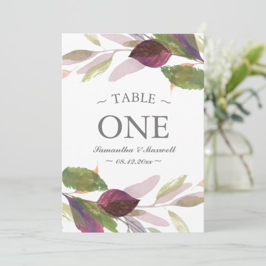 Numéro de table pour mariage d'automne avec feuill (Debout devant)