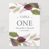 Numéro de table pour mariage d'automne avec feuill (Devant)