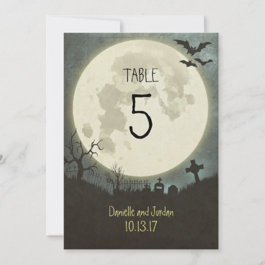 Numéro de table pour un mariage d'Halloween (Devant)