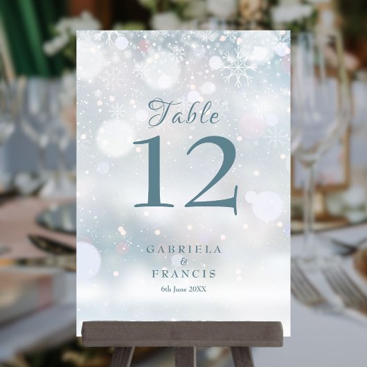 Numéro De Table Premier Mariage d'Hiver de Flocons de Neige