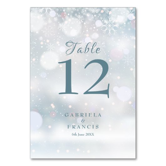 Numéro De Table Premier Snowflakes Mariage d'hiver (Dos)