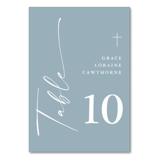 Numéro De Table Première communion élégante moderne script bleu po (Par défaut)