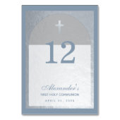 Numéro De Table Première communion garçon poussiéreux Croix argent (Dos)