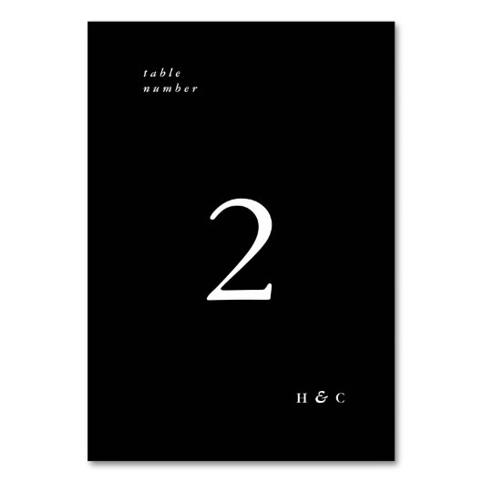 Numéro De Table Premium Noir simple Mariage moderne (Dos)