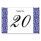 Numéro De Table Preppy Navy Bleu Blanc Clé grecque Motif (Dos)
