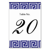 Numéro De Table Preppy Navy Bleu Blanc Clé grecque Motif (Dos)