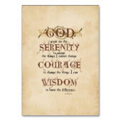 Numéro De Table Prière de sérénité : Antique anglaise ancienne, Ré (Par défaut)