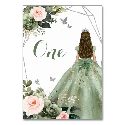 Numéro De Table Princess Sage Vert Floral Rose rose 15 Años (Par défaut)