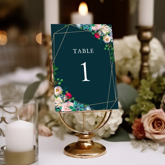 Numéro De Table Programme de mariage chic succulents et or