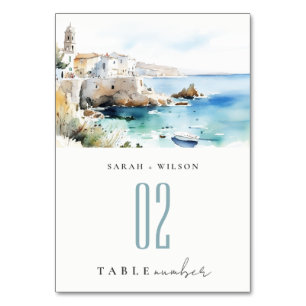 Numéro De Table Puglie, Italie Paysage aquarelle Mariage
