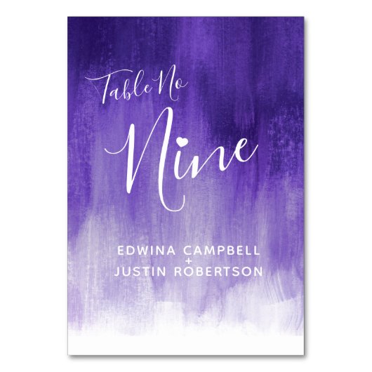 Numéro De Table Purple abstract wash moderne art table number nine (Dos)