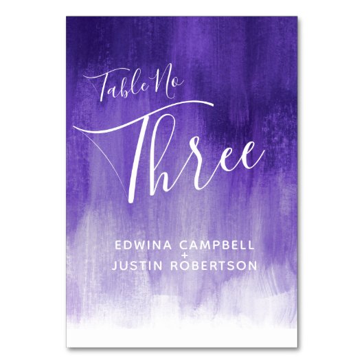 Numéro De Table Purple abstrait lavage moderne tableau d'art numér (Dos)