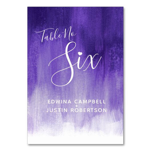 Numéro De Table Purple abstrait lavage moderne tableau numéro six (Dos)