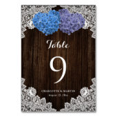 Numéro De Table Purple Blue Floral Lace Rustic Wood (Dos)