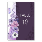 Numéro De Table Purple Floral Wedding Table Number Card (Par défaut)