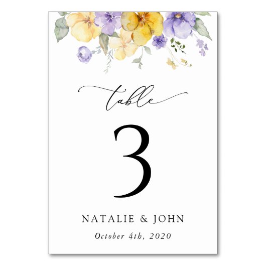 Numéro De Table Purple Flowers, Yellow Flowers, Table Numbers (Par défaut)