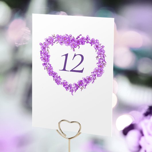 Numéro De Table Purple forget me nots inked art wedding monogram