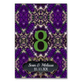 Numéro De Table Purple Green Gold Sparkle événement unique (Dos)
