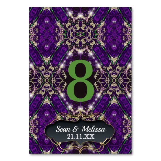 Numéro De Table Purple Green Gold Sparkle événement unique (Par défaut)