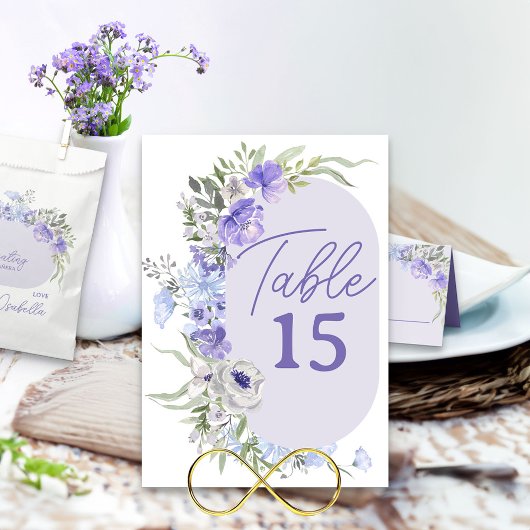 Numéro De Table Purple Lavender Peri Floral modifiable