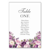 Numéro De Table Purple Lilac Blush Floral Wedding Seating (Dos)