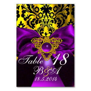 NUMÉRO DE TABLE PURPLE RIBBON GOLD CELTIC HEART DOMMASK MONOGRAS