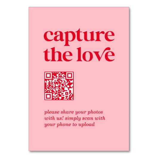 Numéro De Table Qr Code Mariage rouge et rose (Dos)