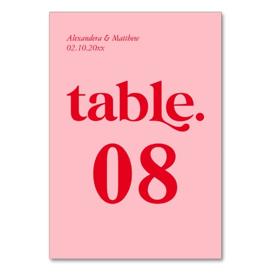 Numéro De Table Qr Code Mariage rouge et rose (Par défaut)