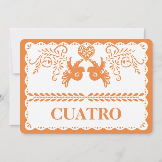 Numéro de Table Quatre Papel Picado Or Fiesta (Devant)