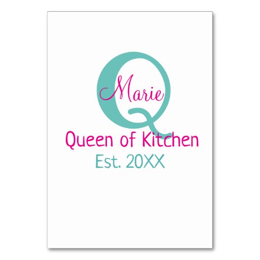 Numéro De Table Queen of cuisine monogramme vert rose simple minim (Par défaut)