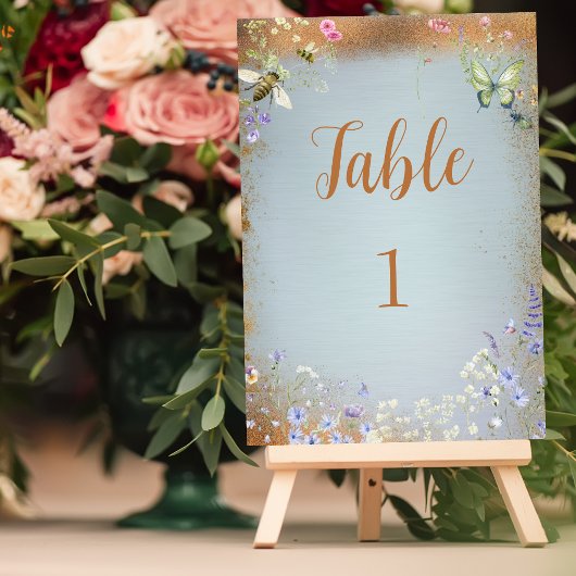 Numéro De Table Quelque chose de bleu Elegant Fleur sauvage Numéro