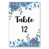 Numéro De Table Quelque chose de bleu Mariage floral aquarelle (Dos)