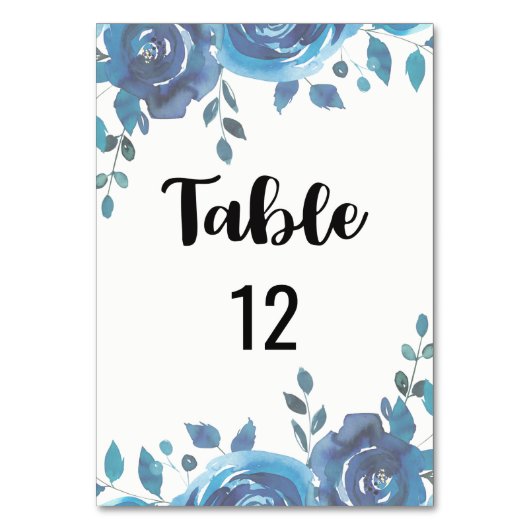 Numéro De Table Quelque chose de bleu Mariage floral aquarelle (Par défaut)