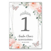 Numéro De Table Quinceañera Anniversaire Papillons Floraux Roses (Dos)