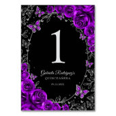 Numéro De Table Quinceanera Argent Violet (Dos)