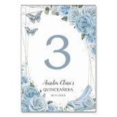 Numéro De Table Quinceañera Bleu Floral Princesse Cendrillon (Par défaut)