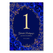 Numéro De Table Quinceanera Bleu Royal Or (Dos)