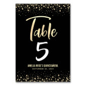 Numéro De Table Quinceañera Elegant Black Gold Script Parties scin (Dos)