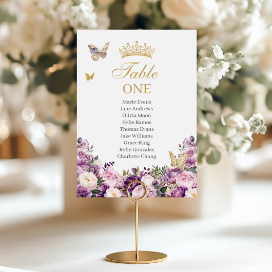 Numéro De Table Quinceanera Fleur de Lilas Pourpre