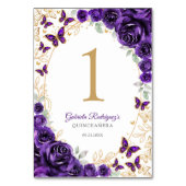 Numéro De Table Quinceanera Fleur Or Pourpre (Dos)
