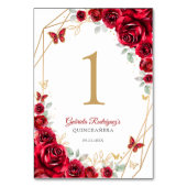 Numéro De Table Quinceanera Floral Or Rouge (Par défaut)