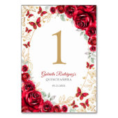 Numéro De Table Quinceañera Florale d'Oro Rosso (Dos)