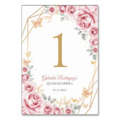 Numéro De Table Quinceanera Florale Or Rose (Par défaut)